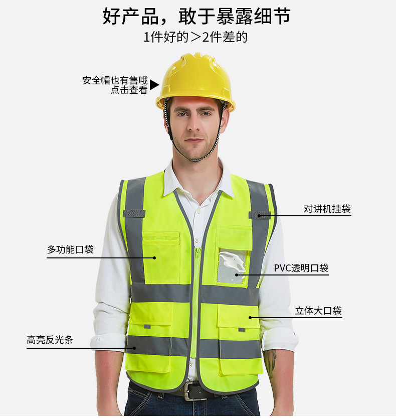 反光背心施工地安全防护衣交通路政多口袋环卫