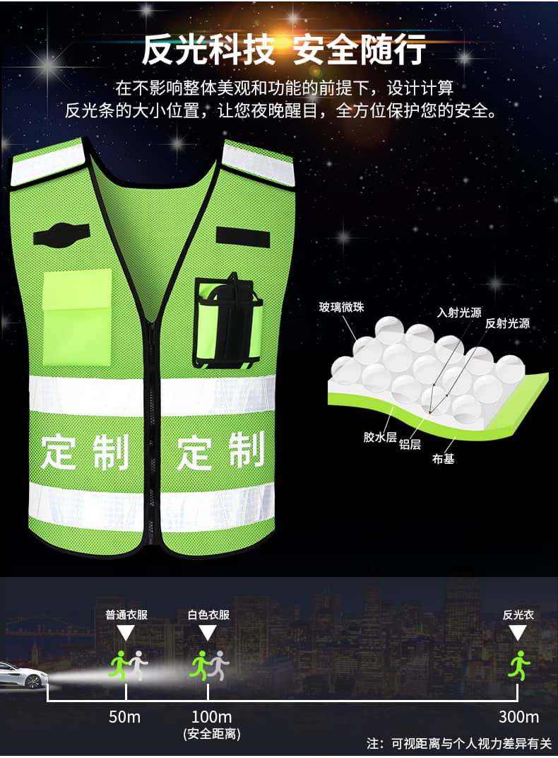 反光安全背心施工治安巡逻管理交通骑行马甲外